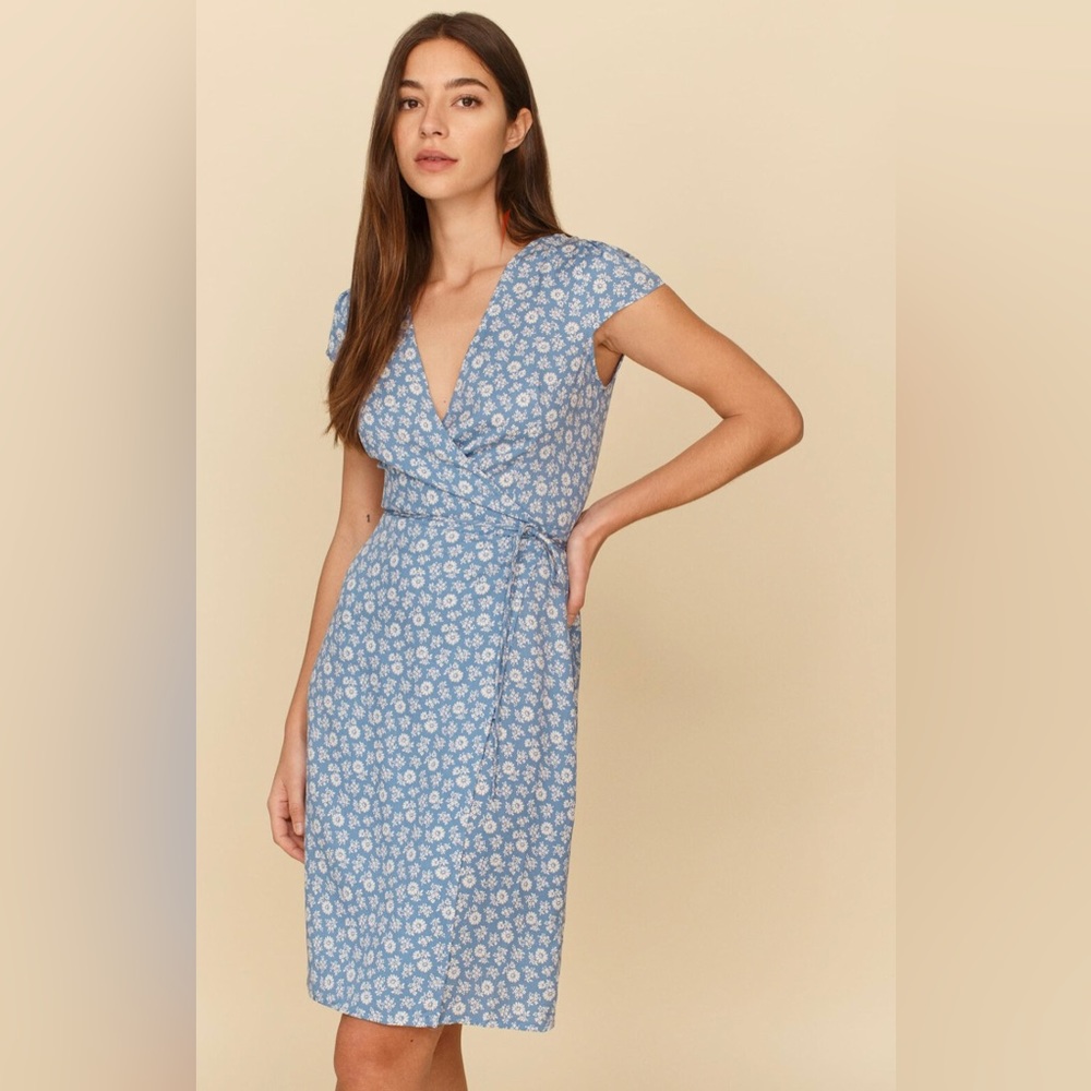 NWT Reformation Zena blue patterned wrap dress
